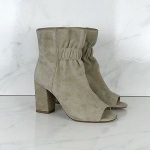 Splendid Suede Peep Toe Heeled Boots Booties 6.5